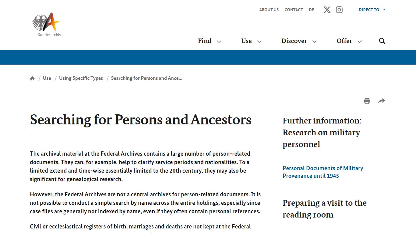 Bundesarchiv Internet - Searching for ancestors